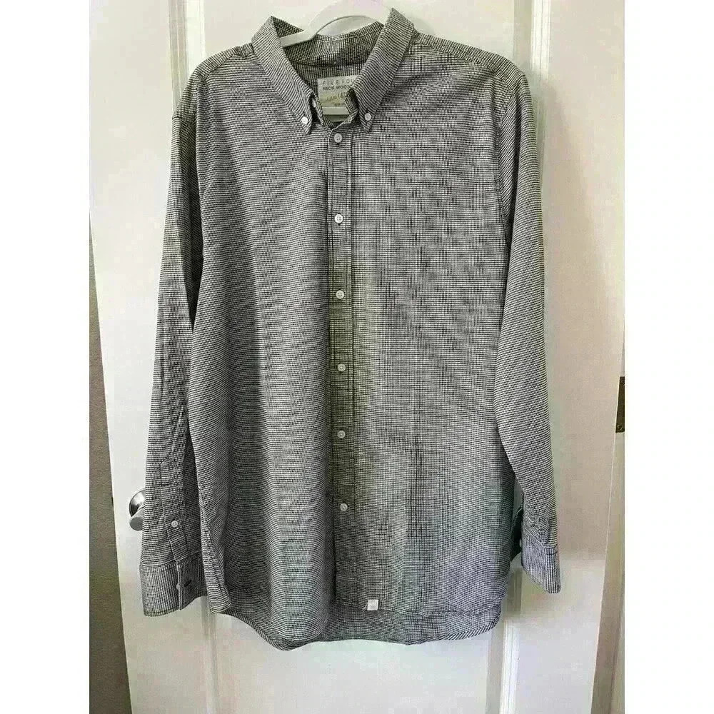 NWT Five Four Nick Wooster Button Down Shirt Mens size XL Gingham black/white